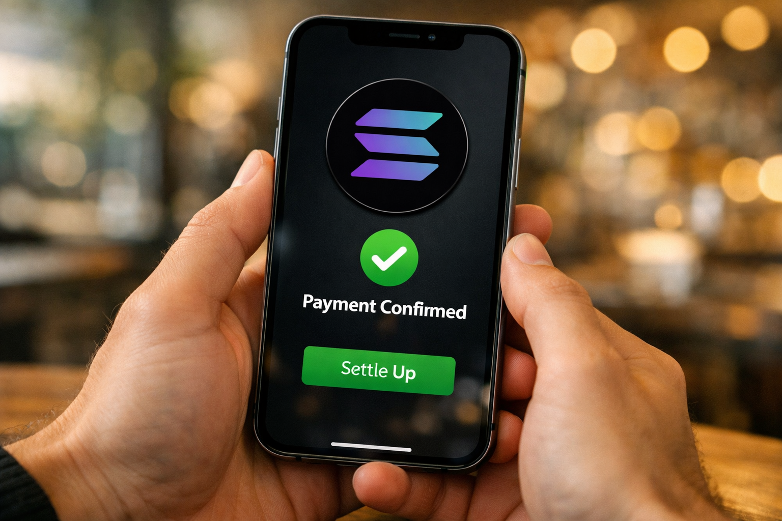Solana payment confirmed on mobile phone